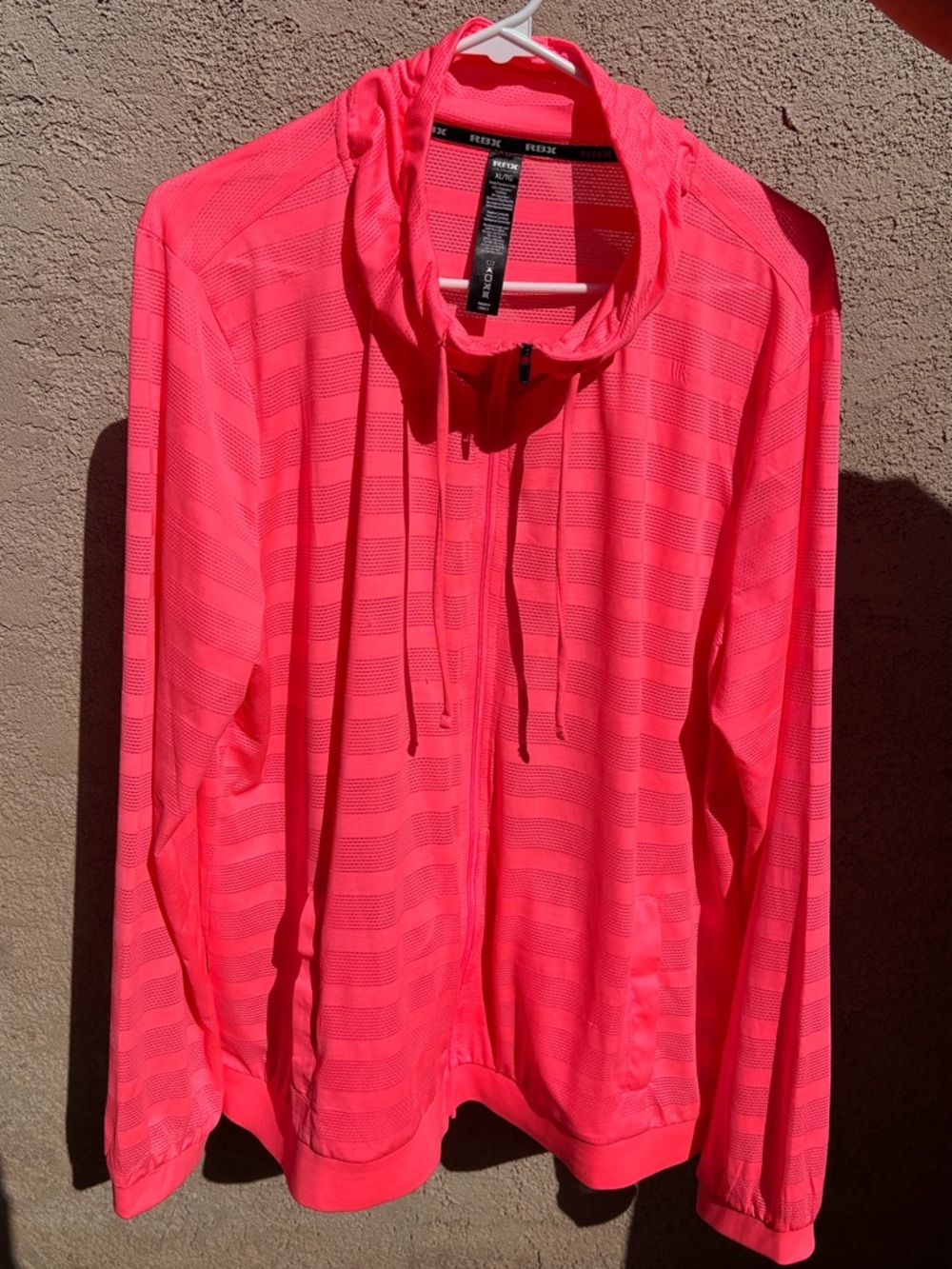 RBX Activewear Bright Pink Full-Zip Lightweight Sheer Jacket Size XL